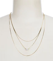 Southern Living Borrowed & Blue by Southern Living Delicate Short Multi-Strand Necklace with Cubic Zirconia Stone