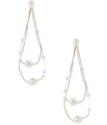 Southern Living Borrowed & Blue by Southern Living Multi Pearl 3 Row Chain Orbital Drop Earrings