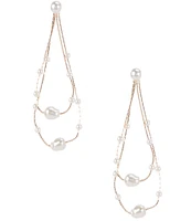 Southern Living Borrowed & Blue by Southern Living Multi Pearl 3 Row Chain Orbital Drop Earrings