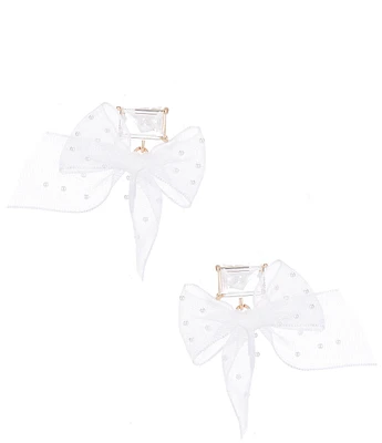 Southern Living Borrowed & Blue by Southern Living Octagon Crystal Tulle Fabric Bow Drop Earrings