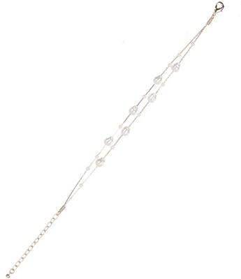 Southern Living Borrowed & Blue by Southern Living Organic Pearl Station Delicate 2 Row Chain Line Bracelet