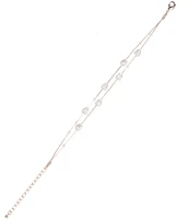 Southern Living Borrowed & Blue by Southern Living Organic Pearl Station Delicate 2 Row Chain Line Bracelet