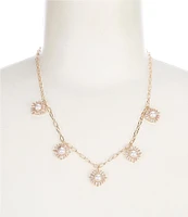 Southern Living Borrowed & Blue By Southern Living Pearl and Cubic Zirconia Halo Charm Collar Necklace