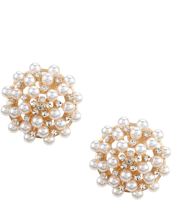 Southern Living Borrowed & Blue By Southern Living Pearl and Stone Cluster Stud Earrings