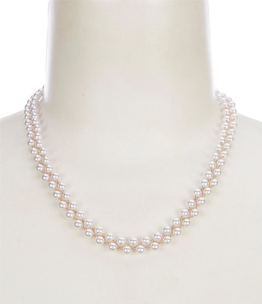 Southern Living Borrowed & Blue by Southern Living Pearl Chain Woven Collar Necklace