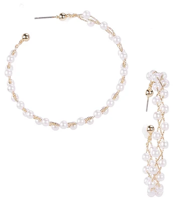 Southern Living Borrowed & Blue by Southern Living Pearl Hoop Earrings