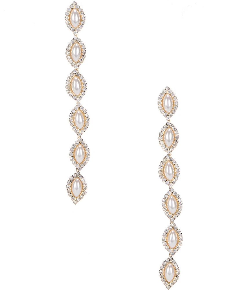 Southern Living Borrowed & Blue By Southern Living Pearl and Crystal Marquise Linear Earrings