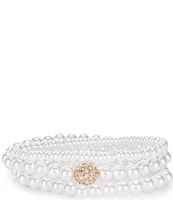 Southern Living Borrowed & Blue by Southern Living Pearl Stretch Bracelet Set with Pave Drop