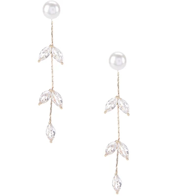 Southern Living Borrowed & Blue by Southern Living Pearl with Cubic Zirconia Stone Front Back Earrings