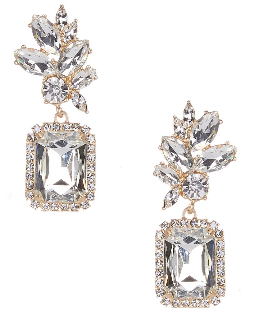 Southern Living Borrowed & Blue by Southern Living Crystal Square Stone Cluster Drop Earrings