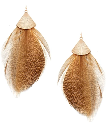 Southern Living Brown Multi Feather Drop Earrings