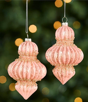 Southern Living Christmas Cheer Collection Beaded Mercury Glass Finial Ornament Set