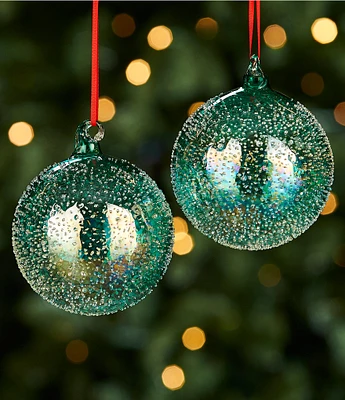 Southern Living Christmas Cheer Collection Bubbled Glass Ball Ornament Set