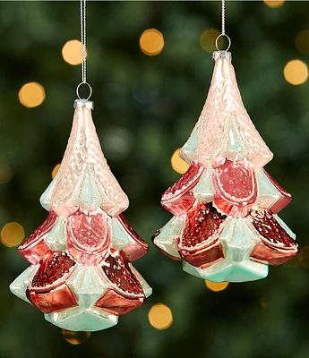 Southern Living Christmas Cheer Collection Colorful Christmas Tree Glass Ornament Set