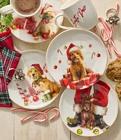 Southern Living Christmas Puppies Doodle Accent Plates, Set of 2