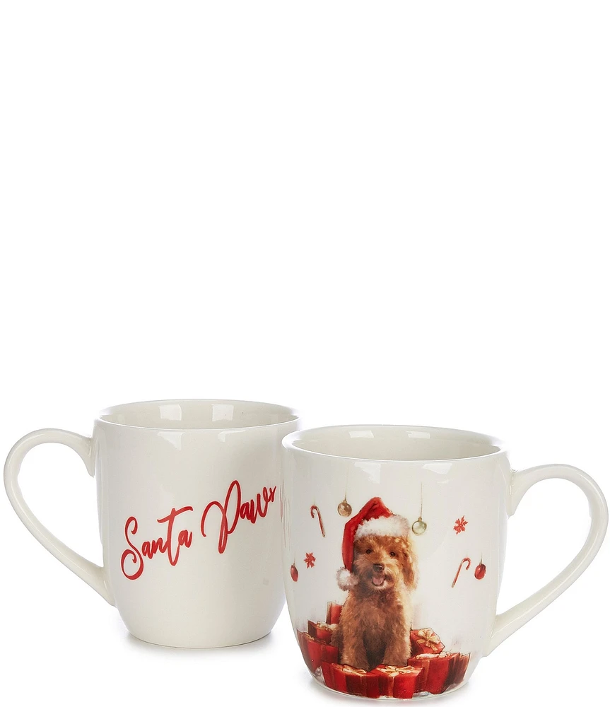 Southern Living Christmas Puppies Doodle Mugs, Set of 2