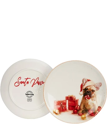 Southern Living Christmas Puppies Frenchie Accent Plates, Set of 2