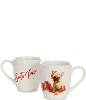 Southern Living Christmas Puppies Frenchie Coffee Mugs, Set of 2