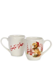 Southern Living Christmas Puppies Golden Coffee Mugs, Set of 2