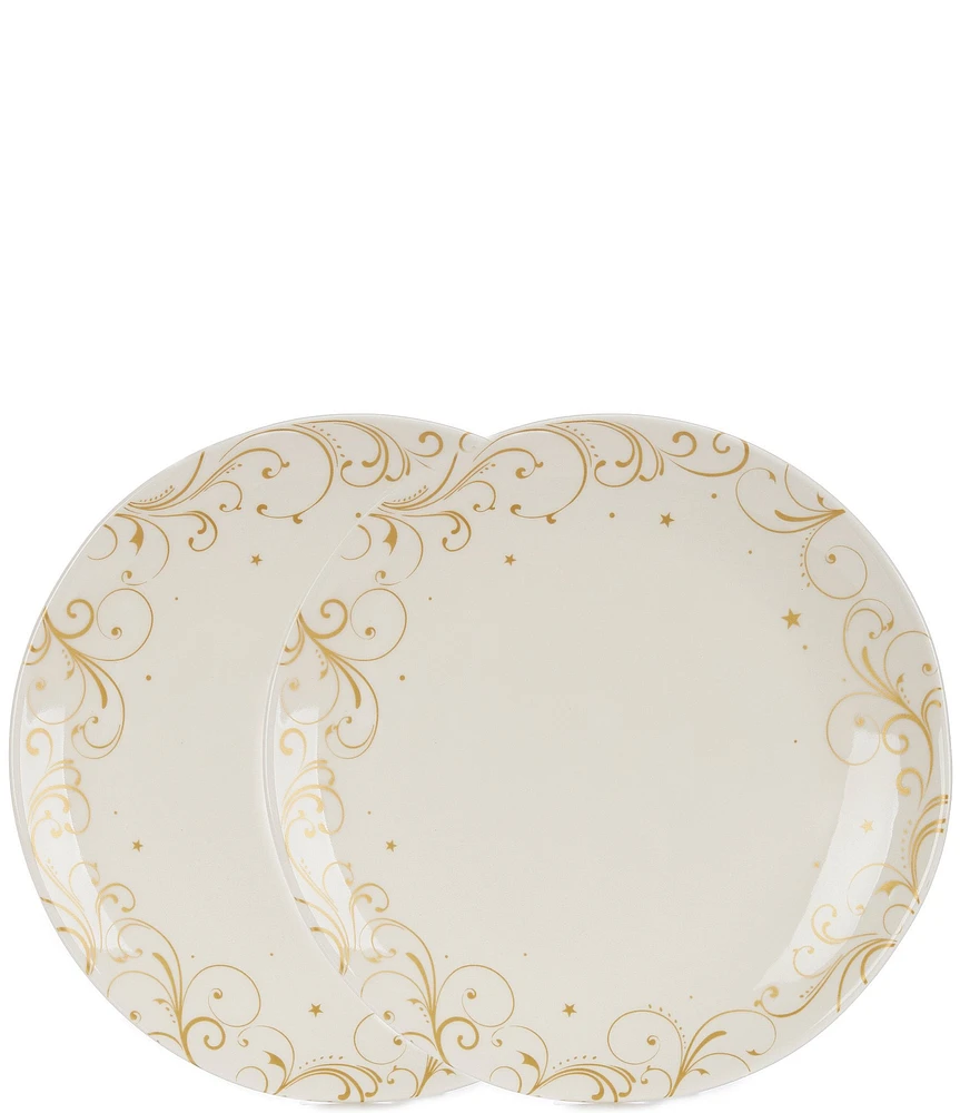 Southern Living Classic Christmas Gold Swirl Dinner Plates, Set of 2