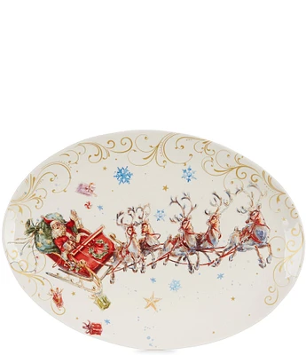 Southern Living Classic Christmas Santa Sleigh Oval Platter