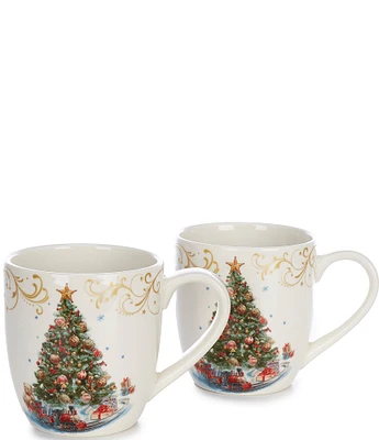 Southern Living Classic Christmas Tree Coffee Mugs, Set of 2