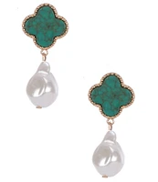 Southern Living Clover Pearl Drop Earrings