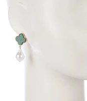 Southern Living Clover Pearl Drop Earrings