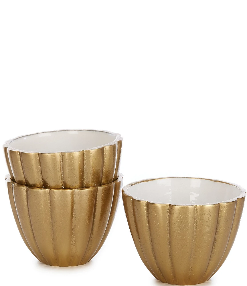 Southern Living Cluster Gold Scallop Dip Bowls, Set of 3