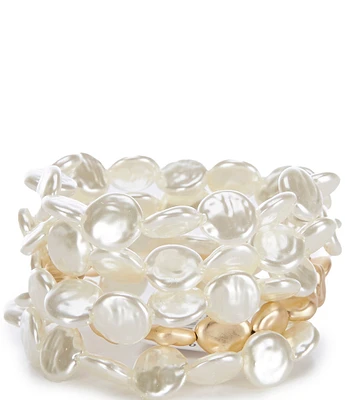 Southern Living Coin Pearl And Disc Stretch Bracelet Set