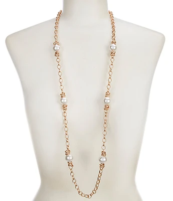 Southern Living Cotton Pearl Station Long Strand Necklace