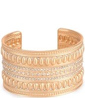 Southern Living Crystal Stone Textured Wide Metal Cuff Bracelet