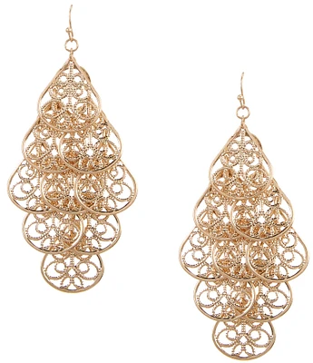 Southern Living Cutout Shakey Teardrop Chandelier Statement Earrings