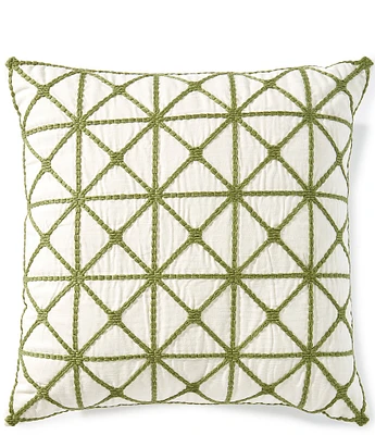 Southern Living Embroidered Lattice Decorative Square Pillow
