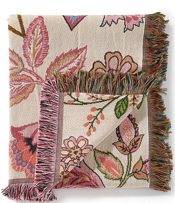 Southern Living Eva Colorful Floral Tapestry Fringed Throw