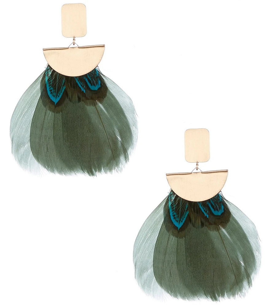 Southern Living Feather Statement Drop Earrings