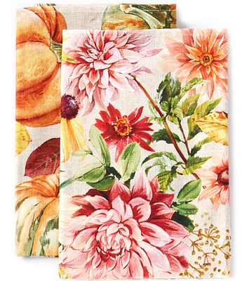 Southern Living Festive Fall Classic Pumpkin and Floral Kitchen Towel Set