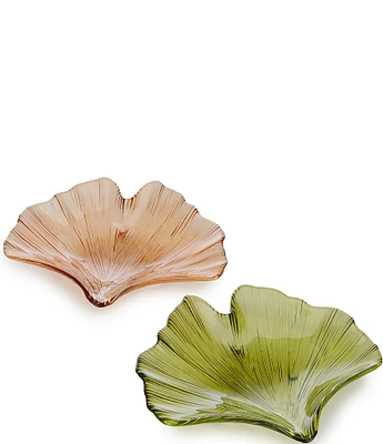 Southern Living Festive Fall Collection Gingko Leaf Trinket Tray Set