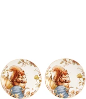 Southern Living Festive Fall Heirloom Chunky Squirrel & Pumpkin Accent Plates, Set of 2