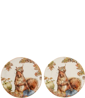 Southern Living Festive Fall Heirloom Squirrel Accent Plates, Set of 2