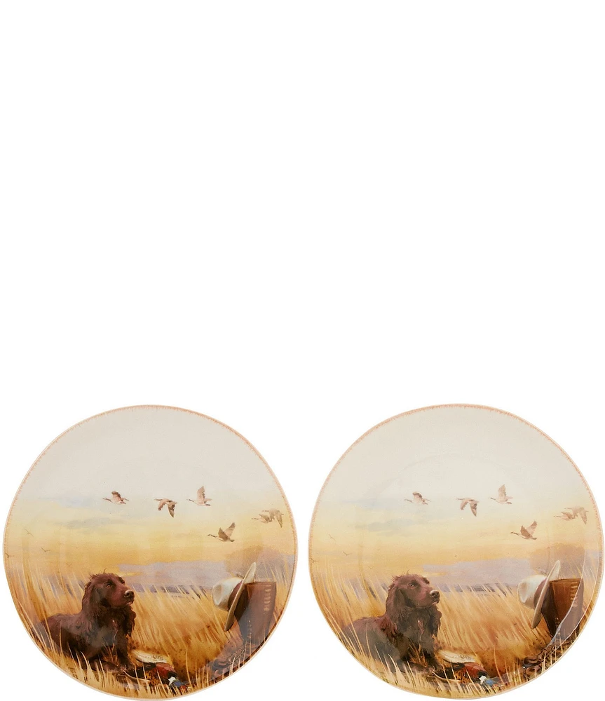 Southern Living Festive Fall Hunting Dog Boykin Hat Accent Plates, Set of 2