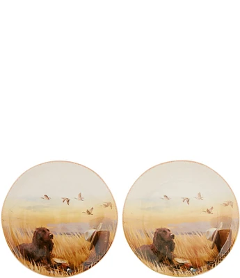 Southern Living Festive Fall Hunting Dog Boykin Hat Accent Plates, Set of 2