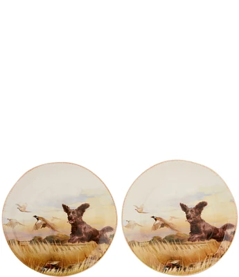 Southern Living Festive Fall Hunting Dog Boykin Running Accent Plates, Set of 2