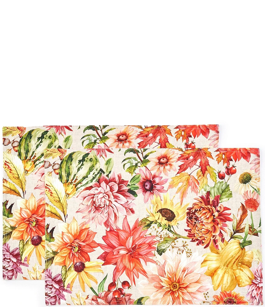 Southern Living Festive Fall Mum Placemats, Set of 2