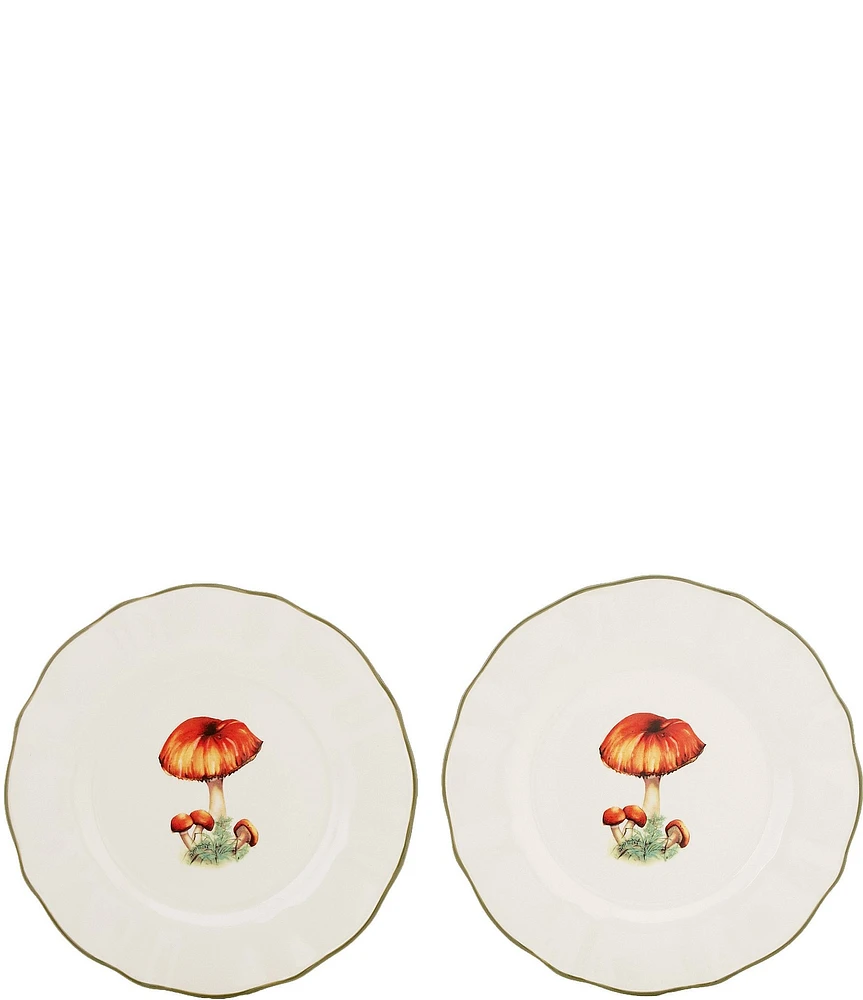 Southern Living Festive Fall Olive Mushroom Accent Plates, Set of 2