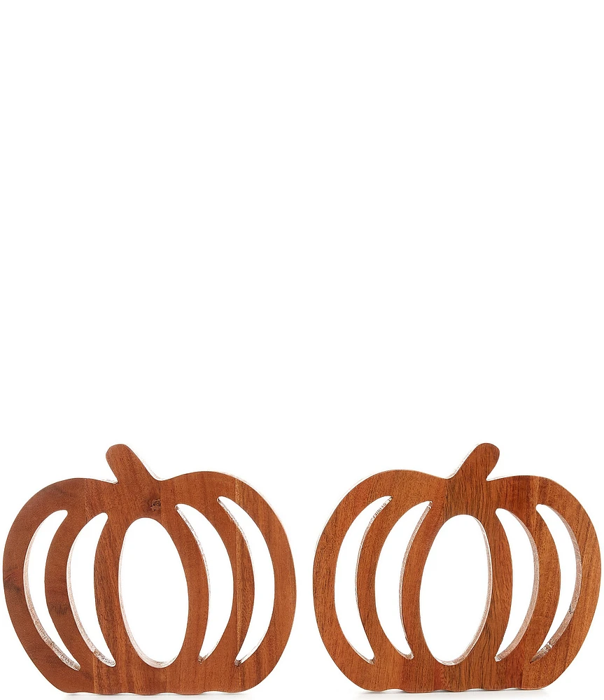 Southern Living Festive Fall Wooden Pumpkin Trivets, Set of 2