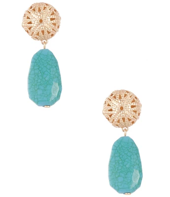 Southern Living Filigree Stud Turquoise Bead Drop Earrings
