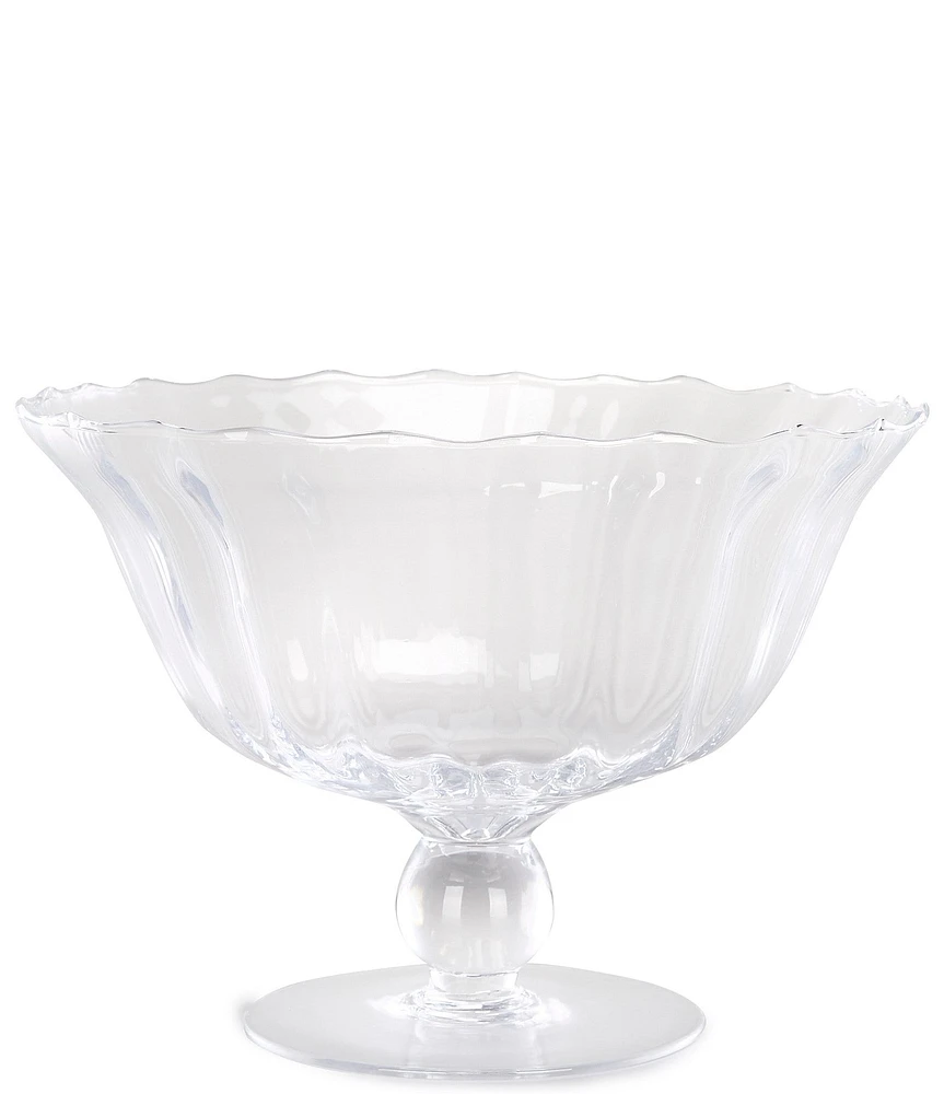 Southern Living Glass Tall Scalloped Sea Footed Bowl