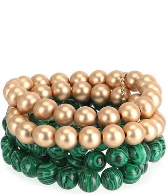 Southern Living Gold & Semi Precious Stone Stretch Bracelet Set