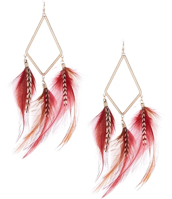 Southern Living Gold Plated Feather Statement Drop Earrings